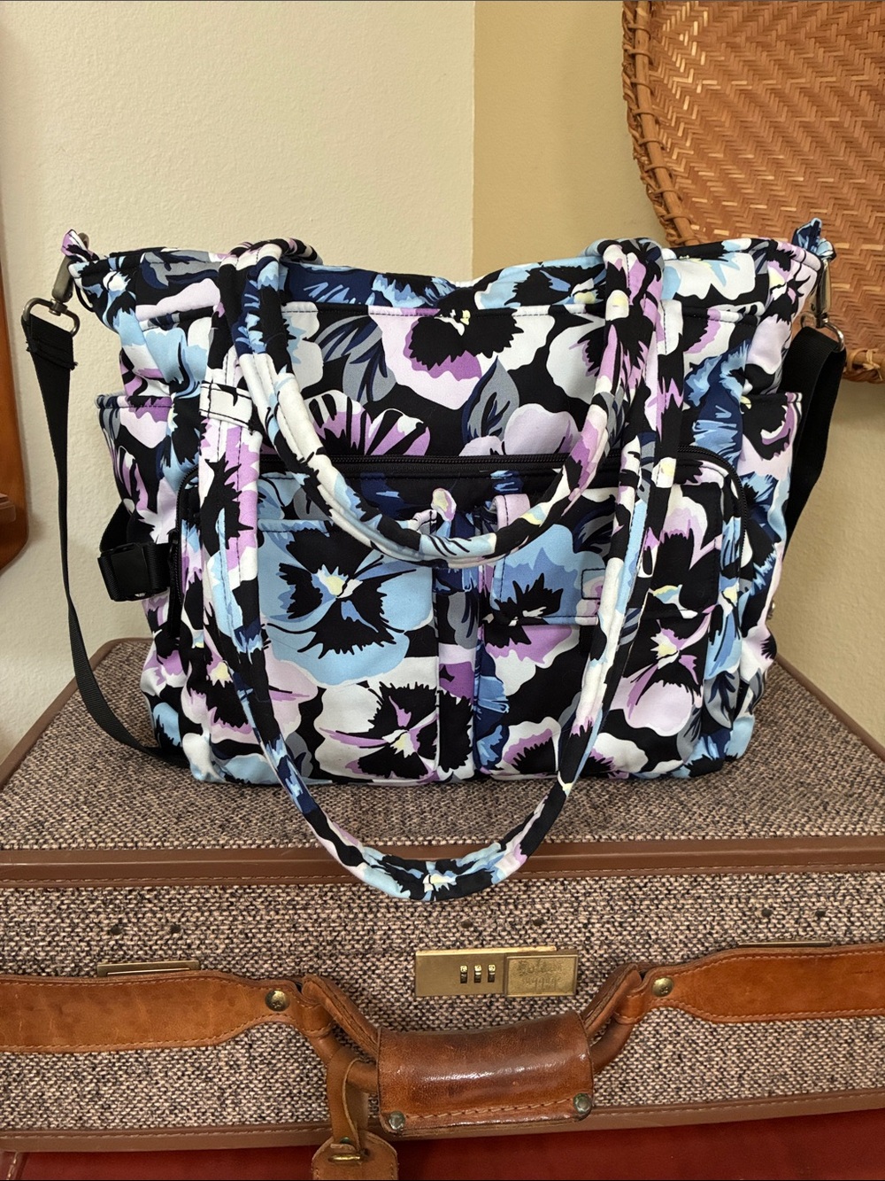 Vera Bradley Plum Pansies Utility Tote